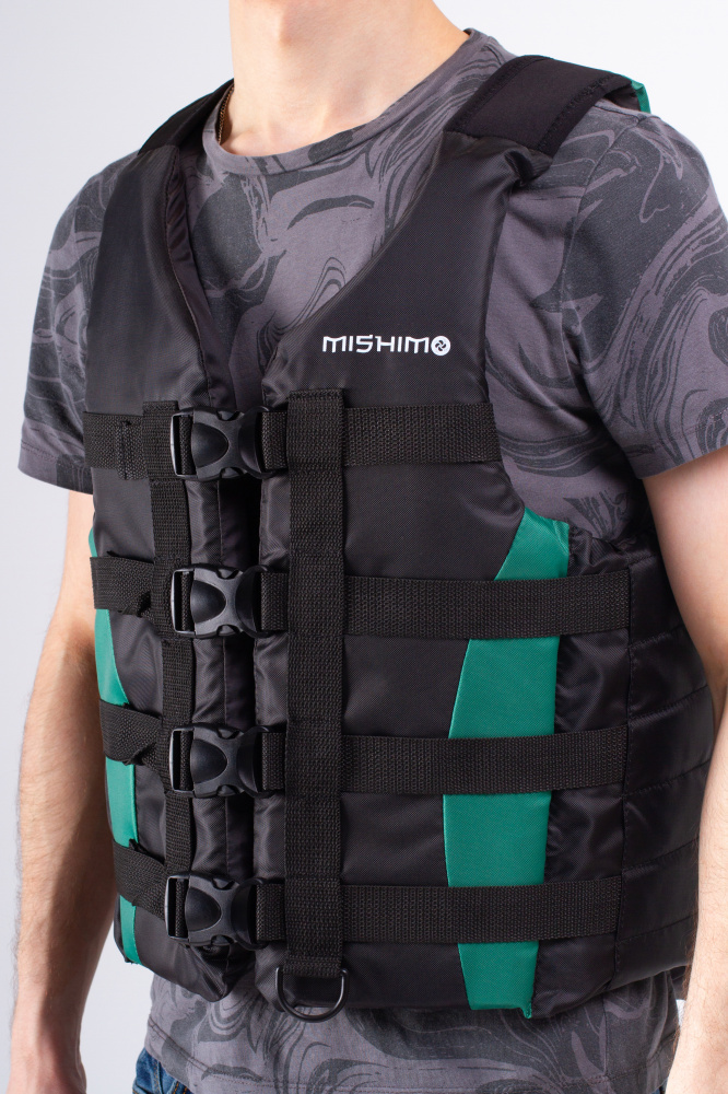Жилет спасательный MISHIMO PRO Премиум качества Черно-зеленый в Череповце
