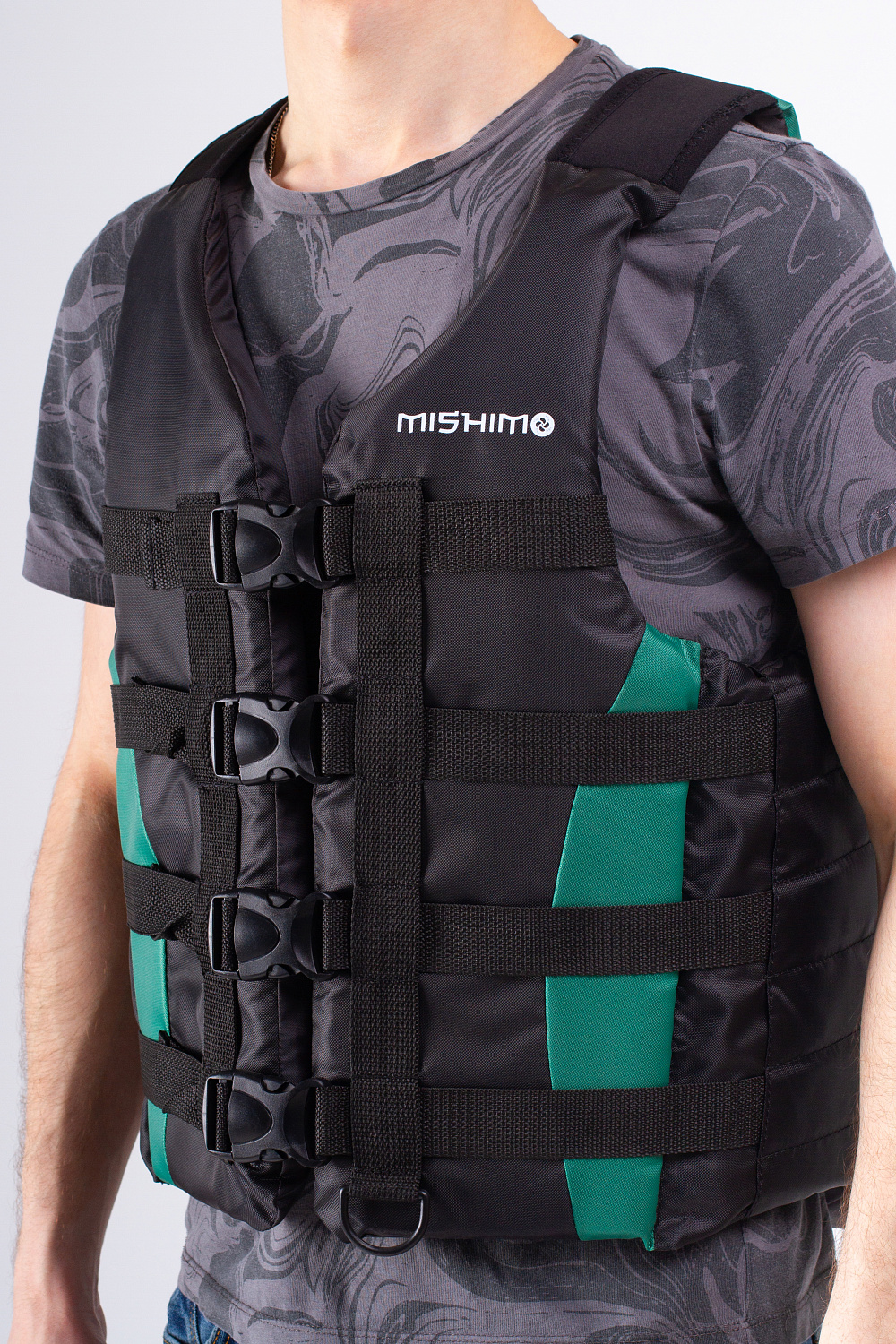 Жилет спасательный MISHIMO PRO Премиум качества Черно-зеленый в Череповце