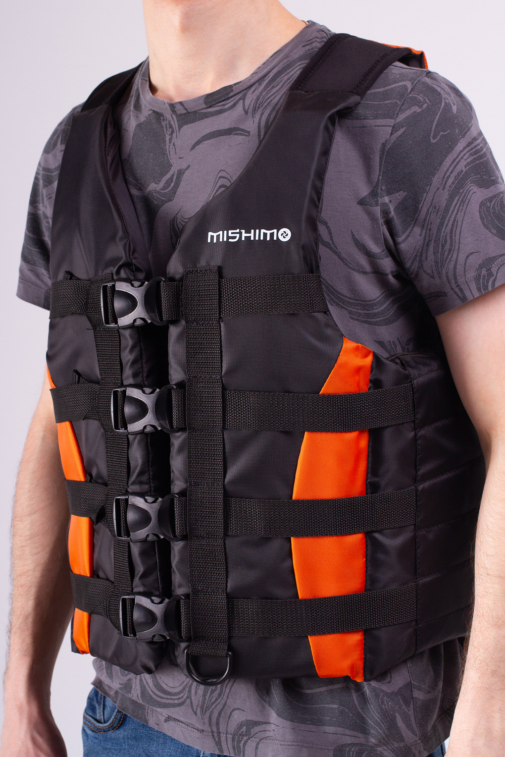 Жилет спасательный MISHIMO PRO Премиум качества Черно-оранжевый в Череповце