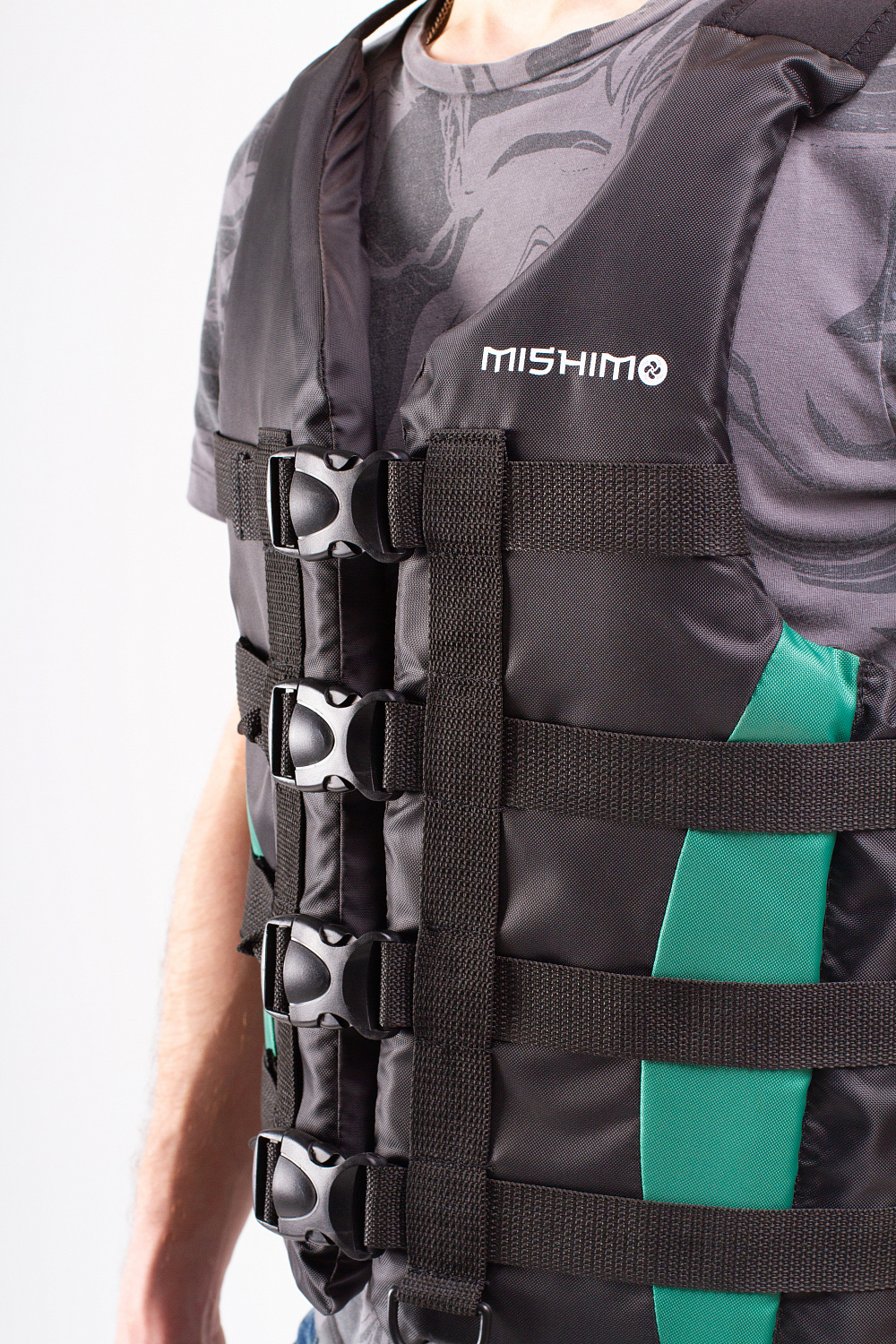 Жилет спасательный MISHIMO PRO Премиум качества Черно-зеленый в Череповце